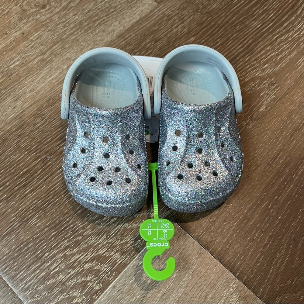 CROCS Glitter Silver Gray Toddler Girl Size 5
